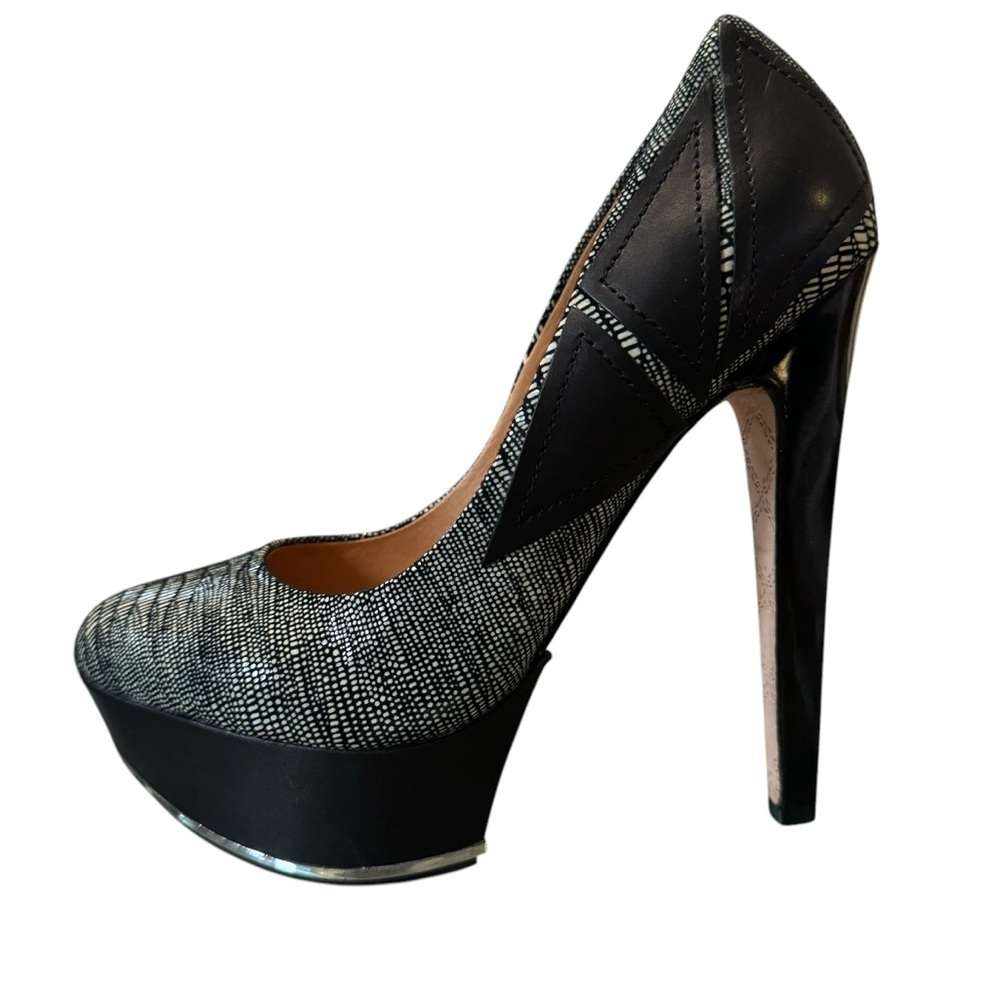 L.A.M.B. Black and White Platform Heels, 8